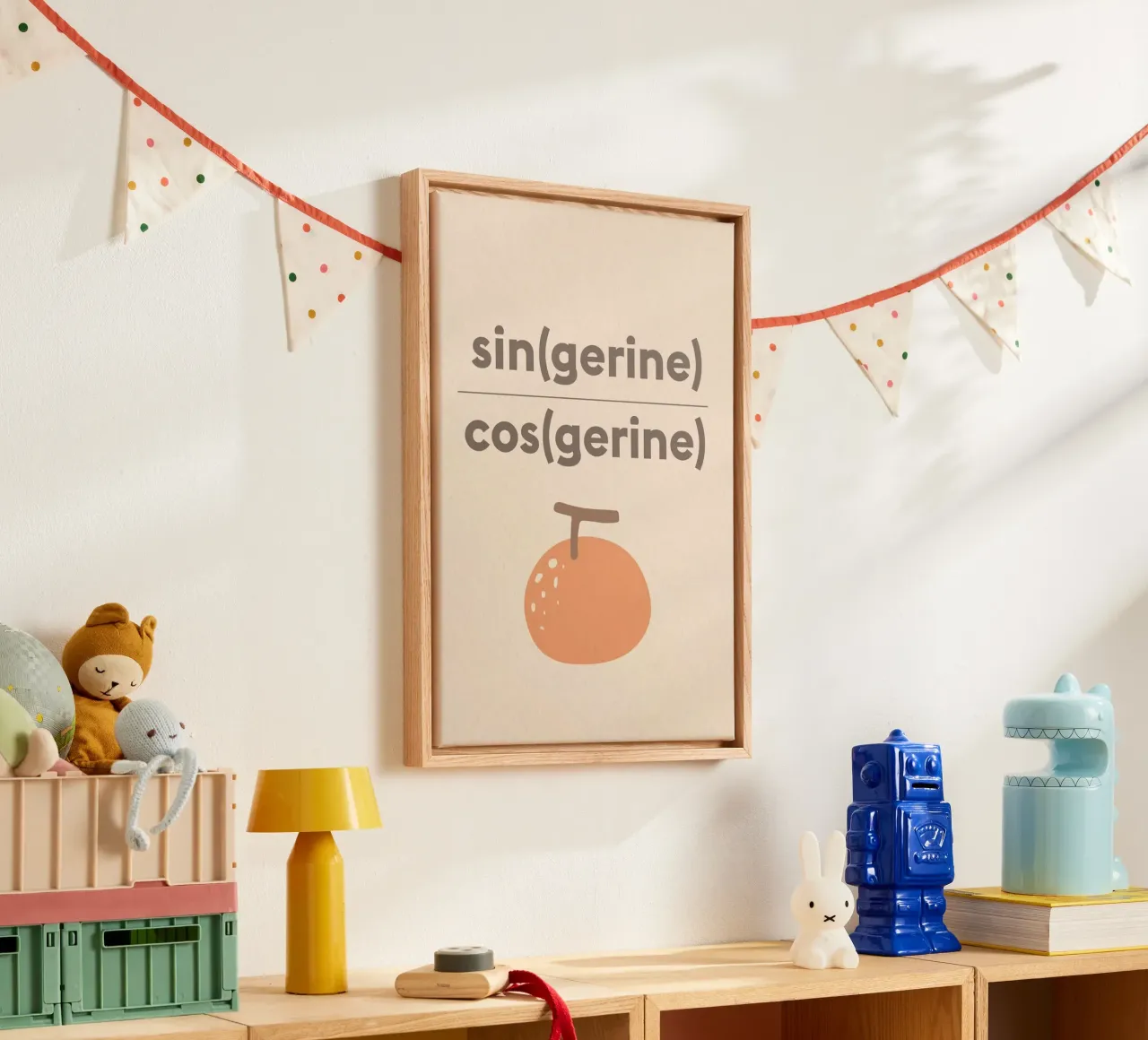 Singerine Cosgerine Tangerine tela con Cornice a cassetta da Mildred Store