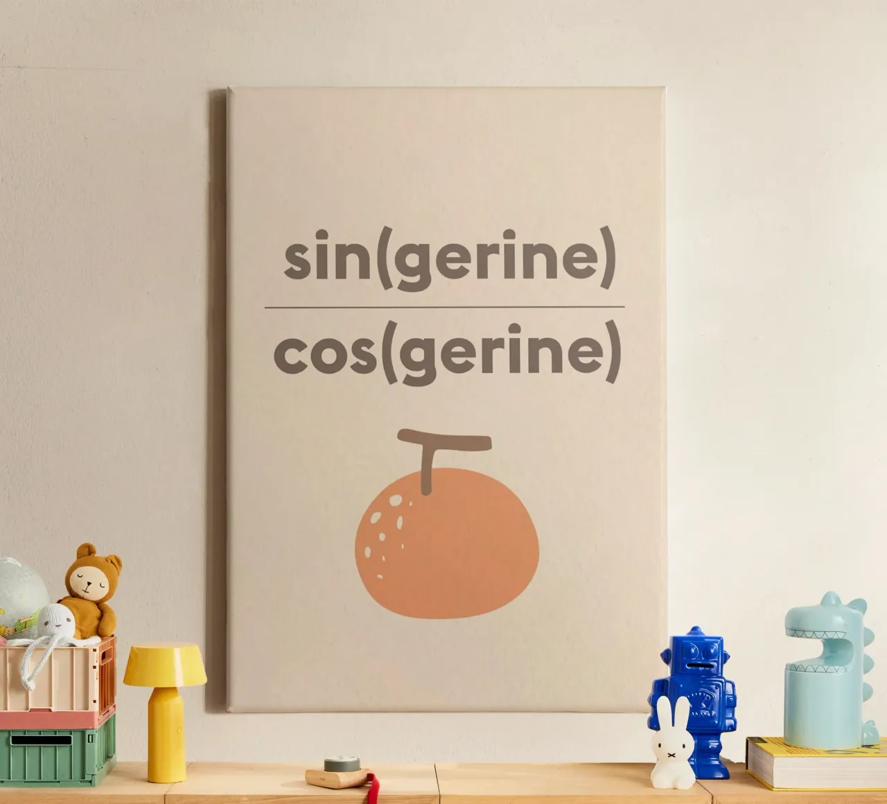 Singerine Cosgerine Tangerine tela con Cornice a cassetta da Mildred Store