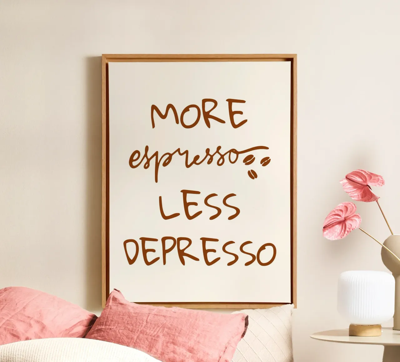More espresso less depresso Leinwand mit Schattenfugenrahmen von PinkCandyWalls
