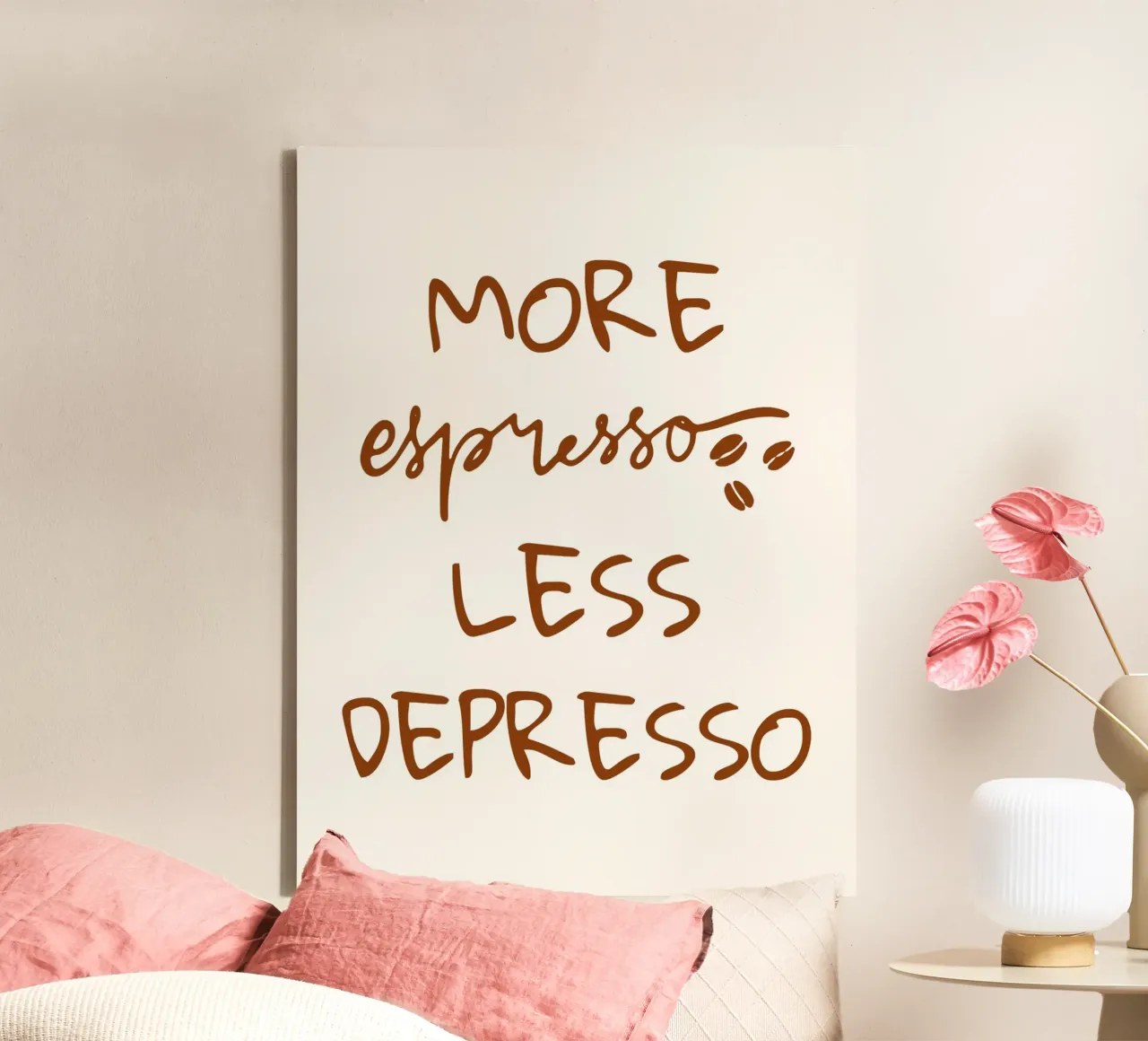 More espresso less depresso Leinwand mit Schattenfugenrahmen von PinkCandyWalls