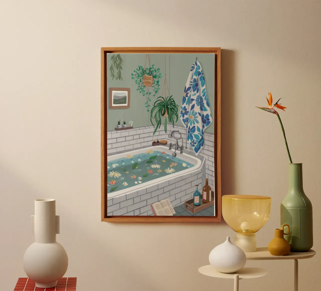 Bagno botanico riposante tela con Cornice a cassetta da Echo Saber