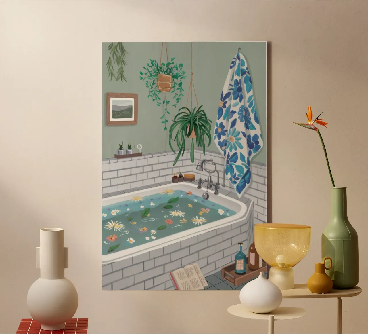 Bagno botanico riposante tela con Cornice a cassetta da Echo Saber