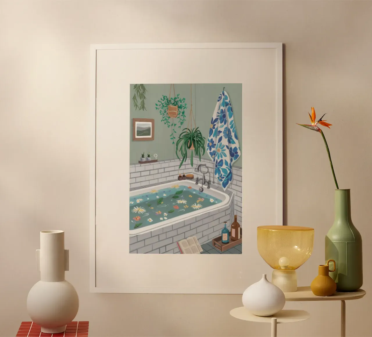 Bagno botanico riposante poster con telaio in plastica da Echo Saber