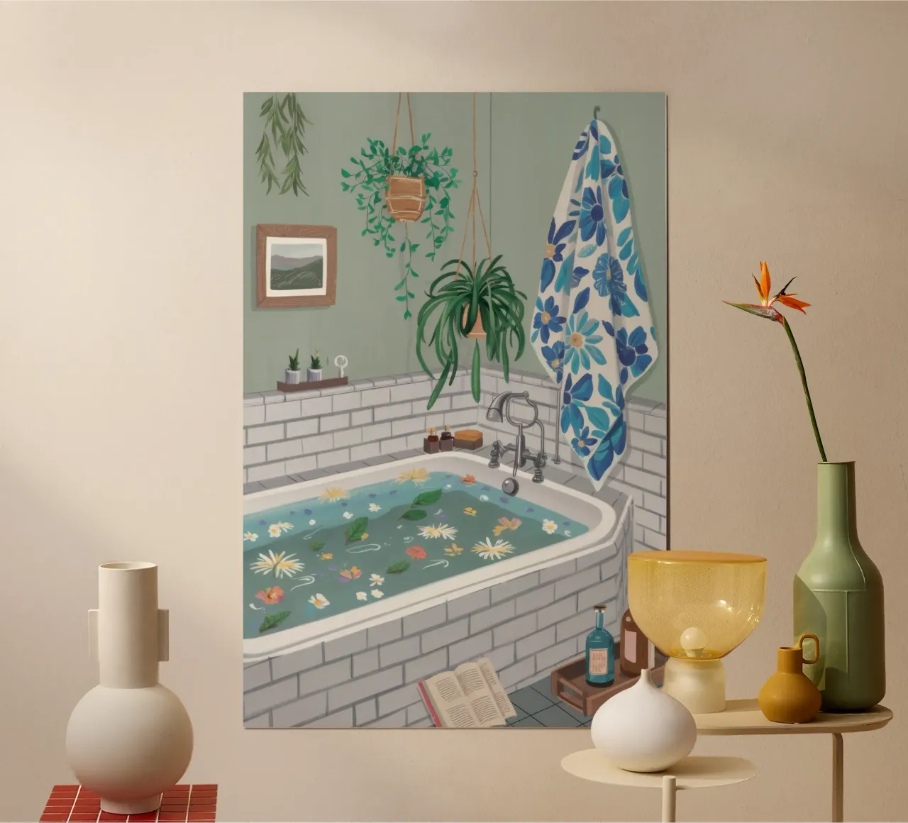 Bagno botanico riposante poster con telaio in plastica da Echo Saber