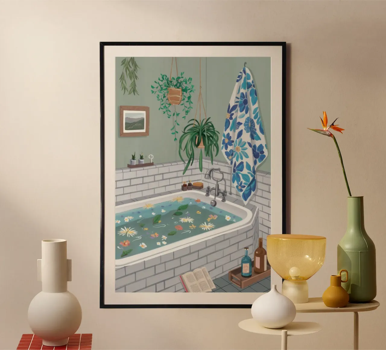 Bagno botanico riposante poster con telaio in plastica da Echo Saber