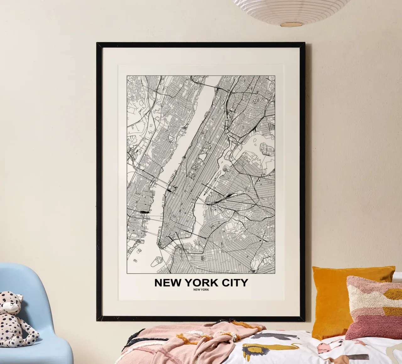 New York poster con telaio in legno da Margaret Lister