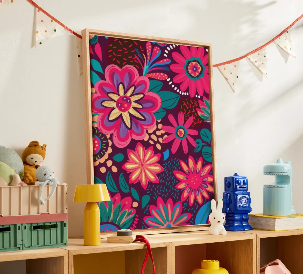 Potere floreale psichedelico tela con Cornice a cassetta da Heaven Craft