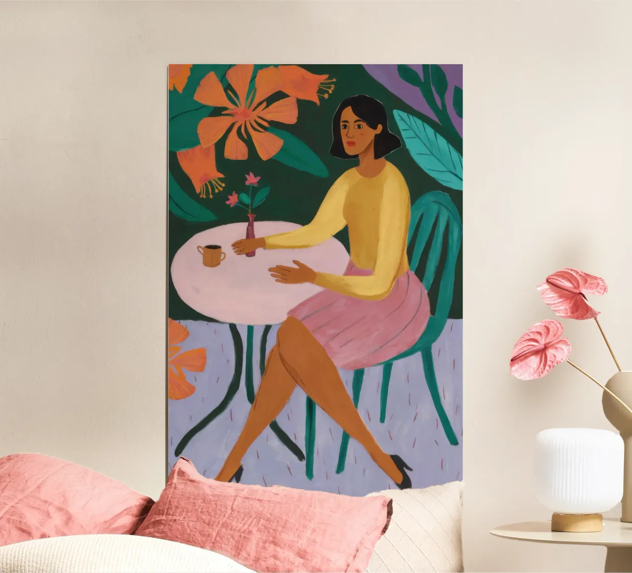 Caffè Au Soleil poster con telaio in alluminio da Wish Studio