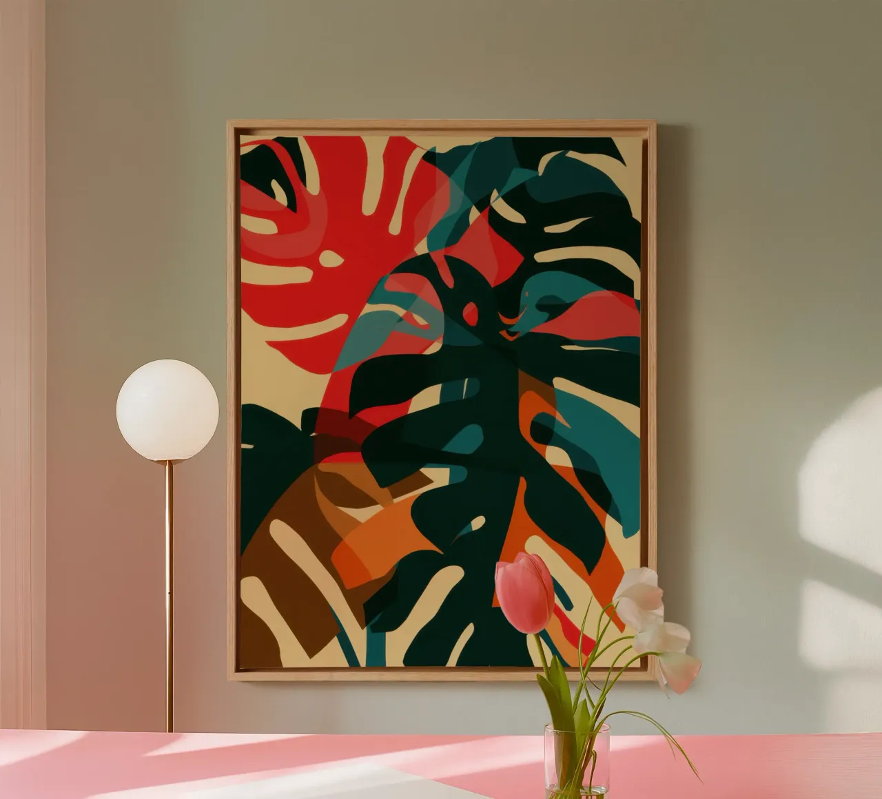 Umore della Monstera Cremisi tela con Cornice a cassetta da Echo Saber