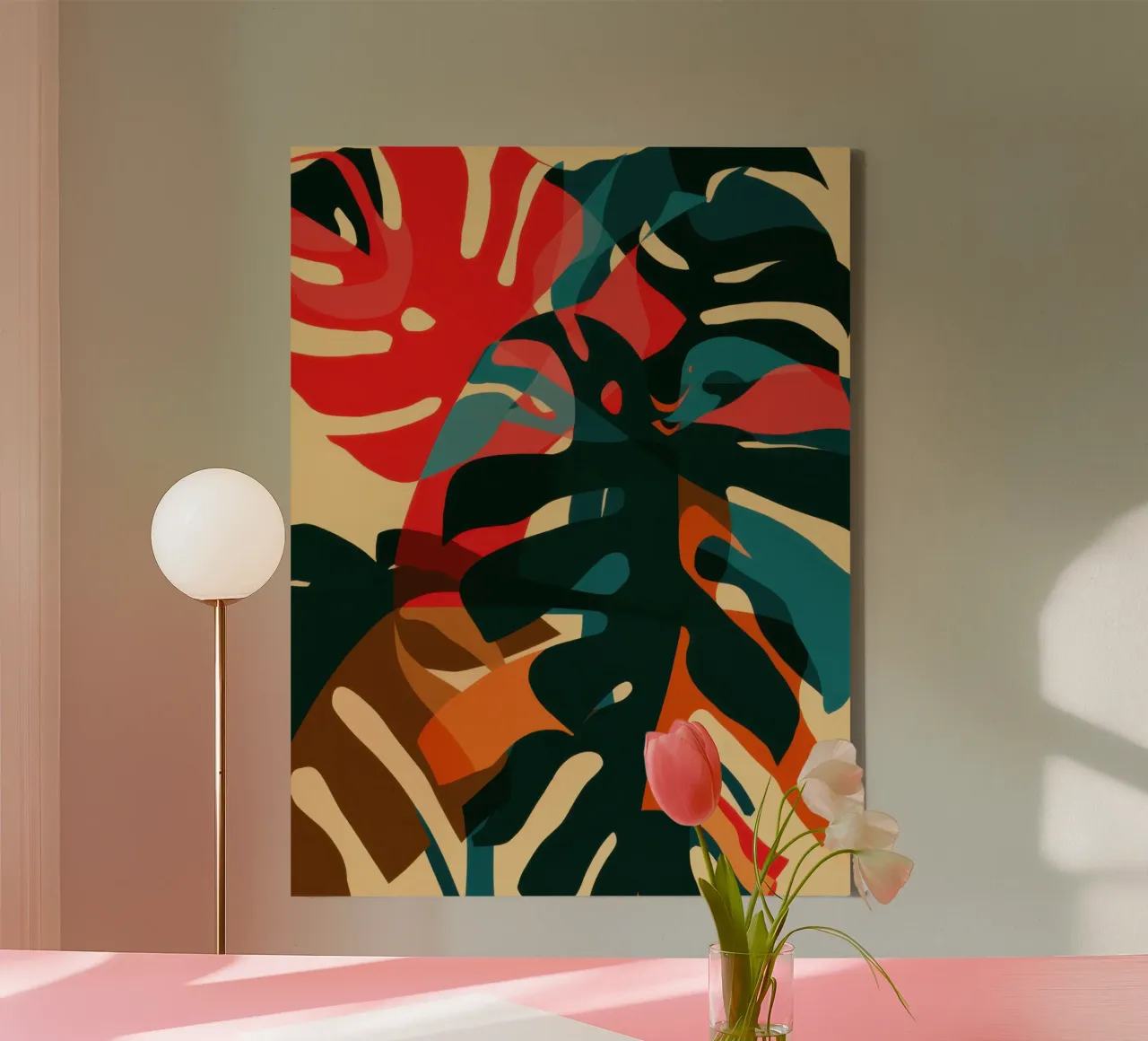 Umore della Monstera Cremisi tela con Cornice a cassetta da Echo Saber
