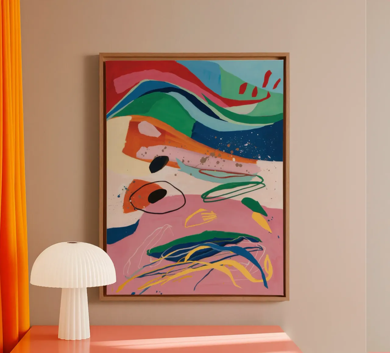 Vloeibare beweging Abstract canvas met Baklijst van Wish Studio