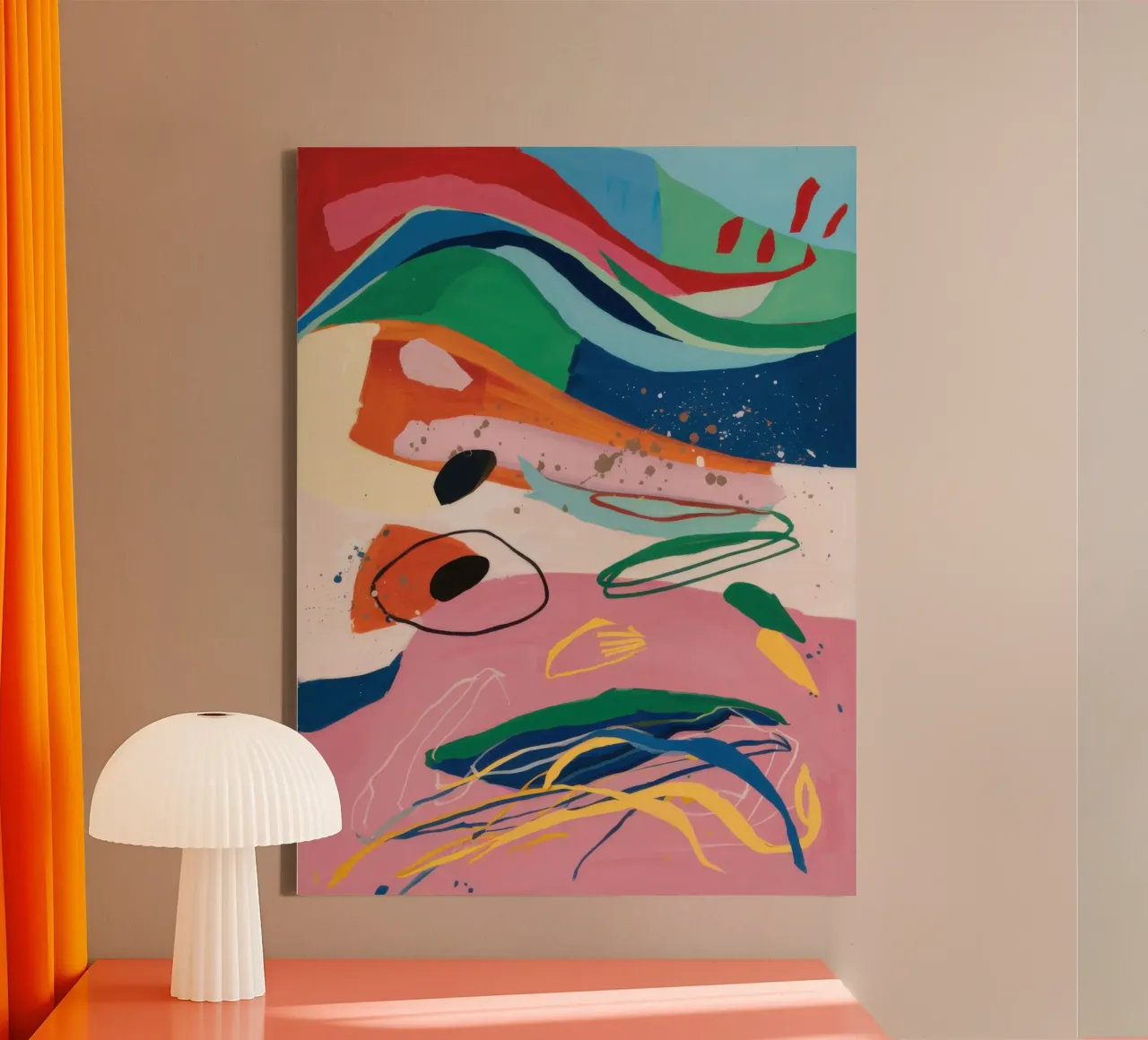 Vloeibare beweging Abstract canvas met Baklijst van Wish Studio