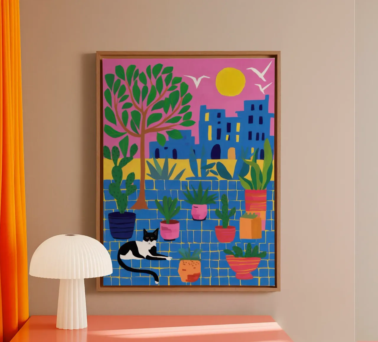 Stedelijke zonsondergang canvas met Baklijst van Echo Saber
