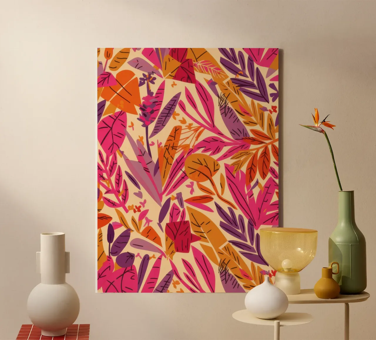 Warm blad wandkleed canvas met Baklijst van Heaven Craft