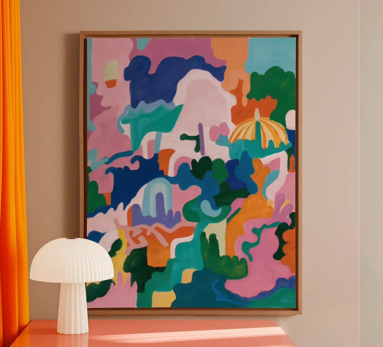 Vrolijke abstracte menigte canvas met Baklijst van Heaven Craft