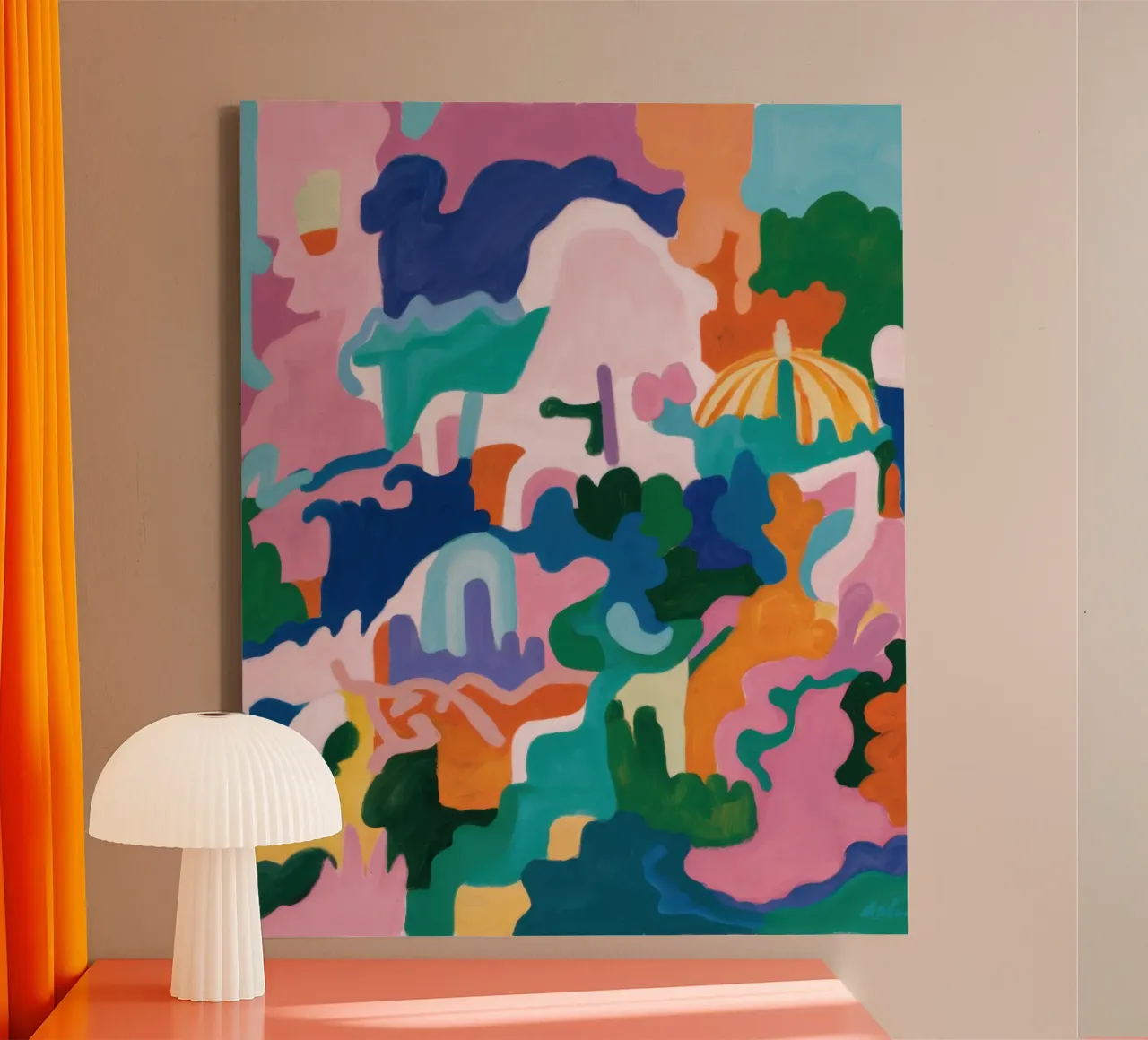 Vrolijke abstracte menigte canvas met Baklijst van Heaven Craft