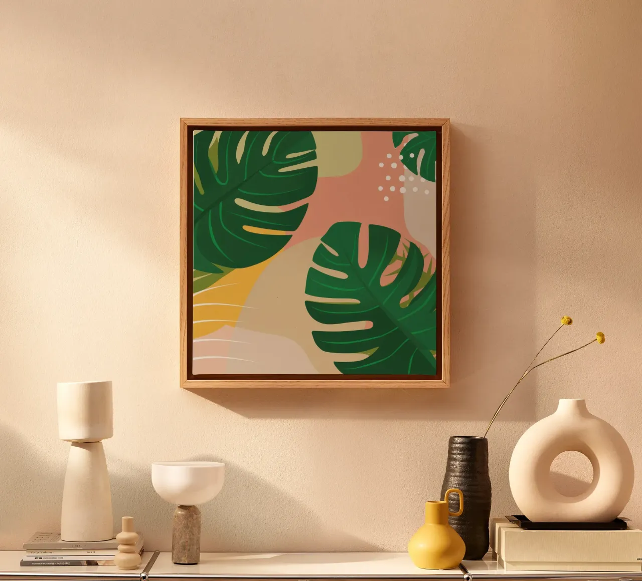 Grafica Monstera Pop tela con Cornice a cassetta da Wish Studio