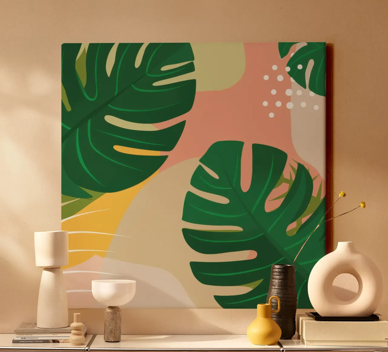 Grafica Monstera Pop tela con Cornice a cassetta da Wish Studio