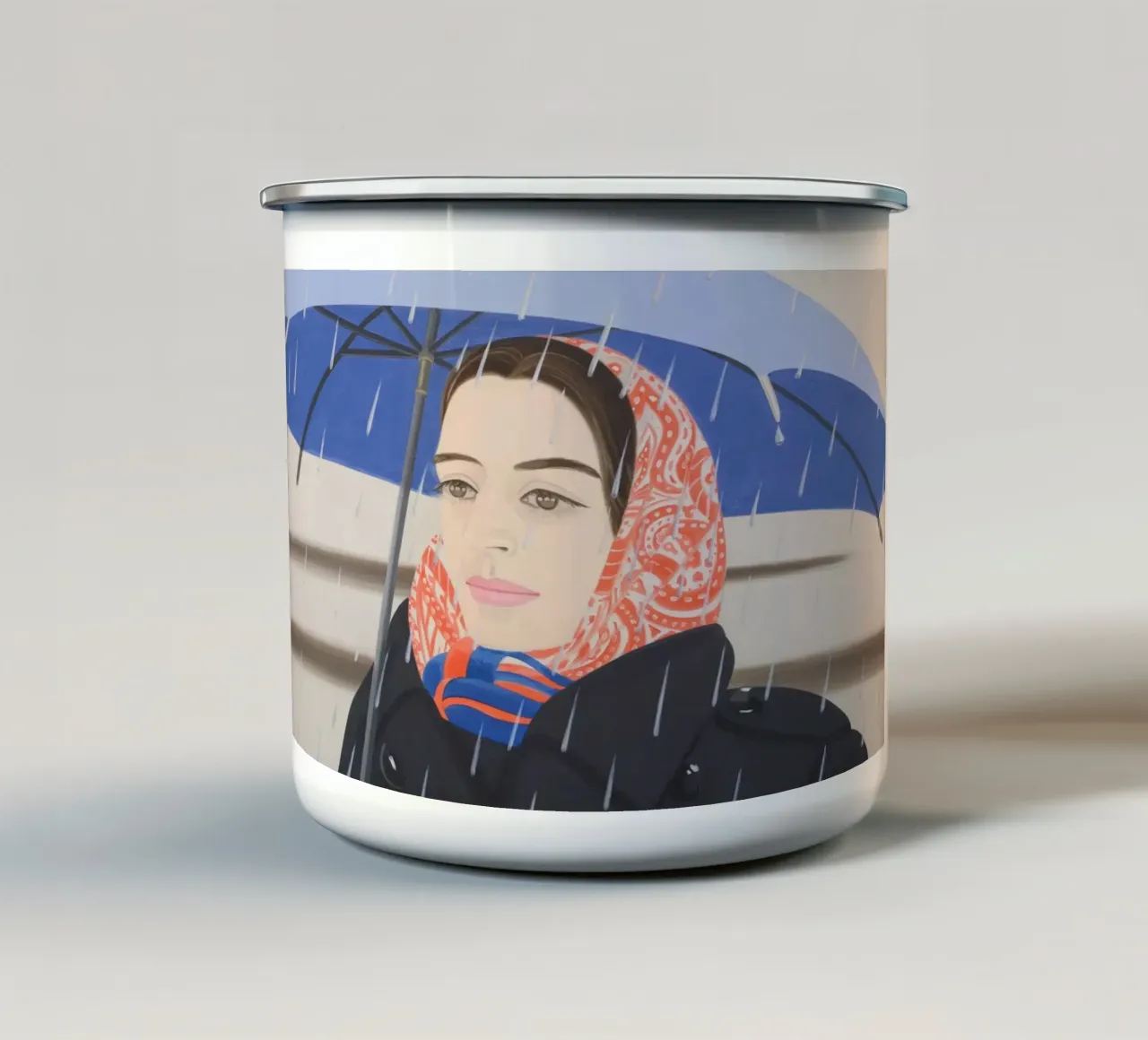 Ombrello blu Alex Katz tazza in smalto da Marcobarshop