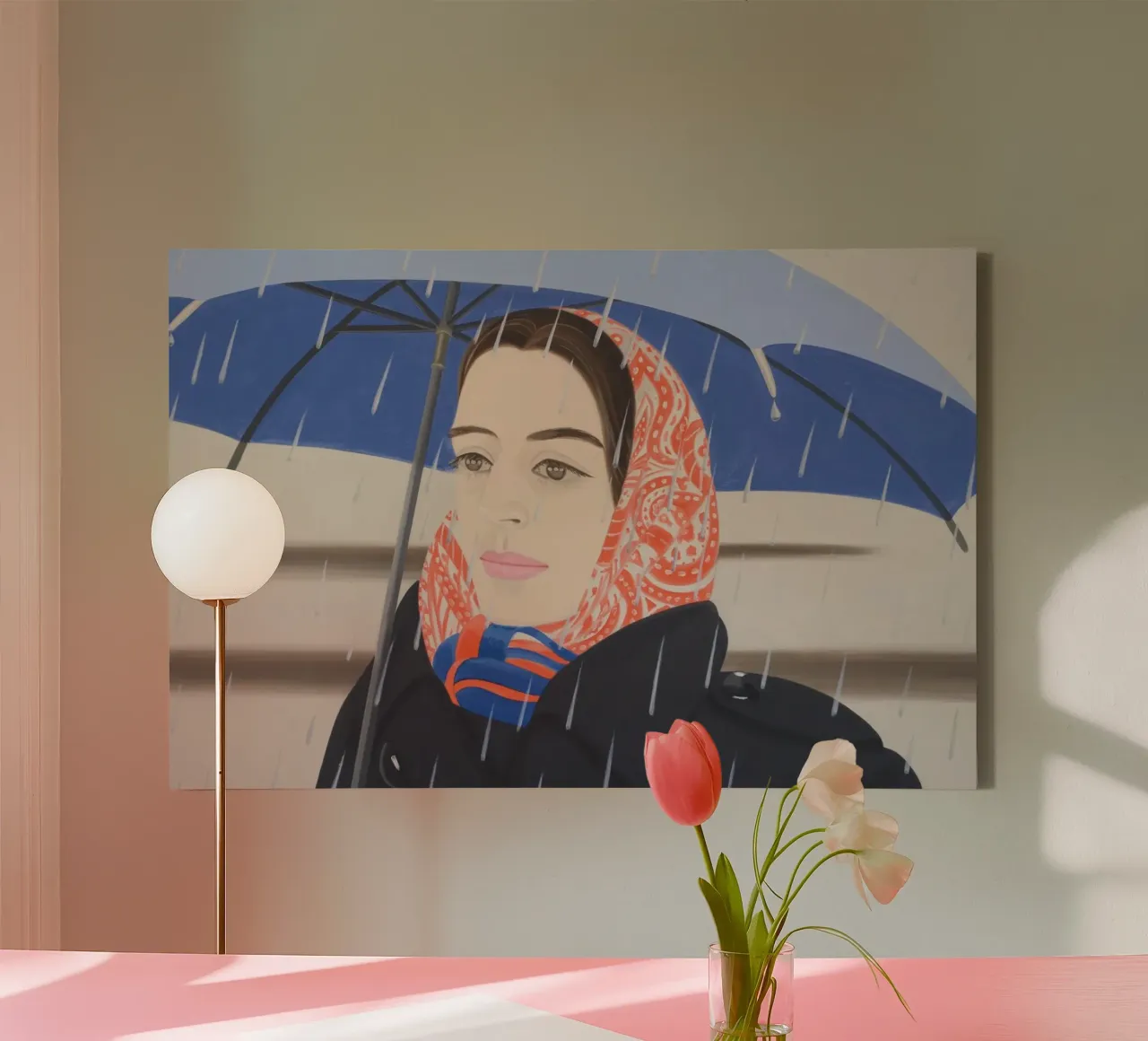 Ombrello blu Alex Katz tela con Cornice a cassetta da Marcobarshop