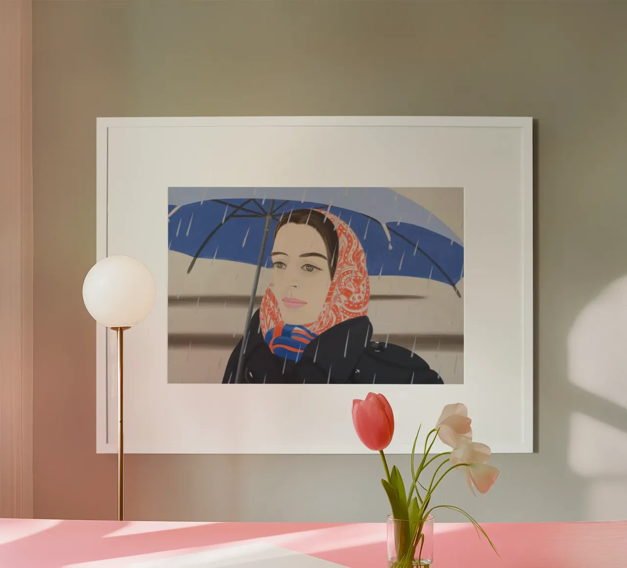 Ombrello blu Alex Katz poster con telaio in alluminio da Marcobarshop