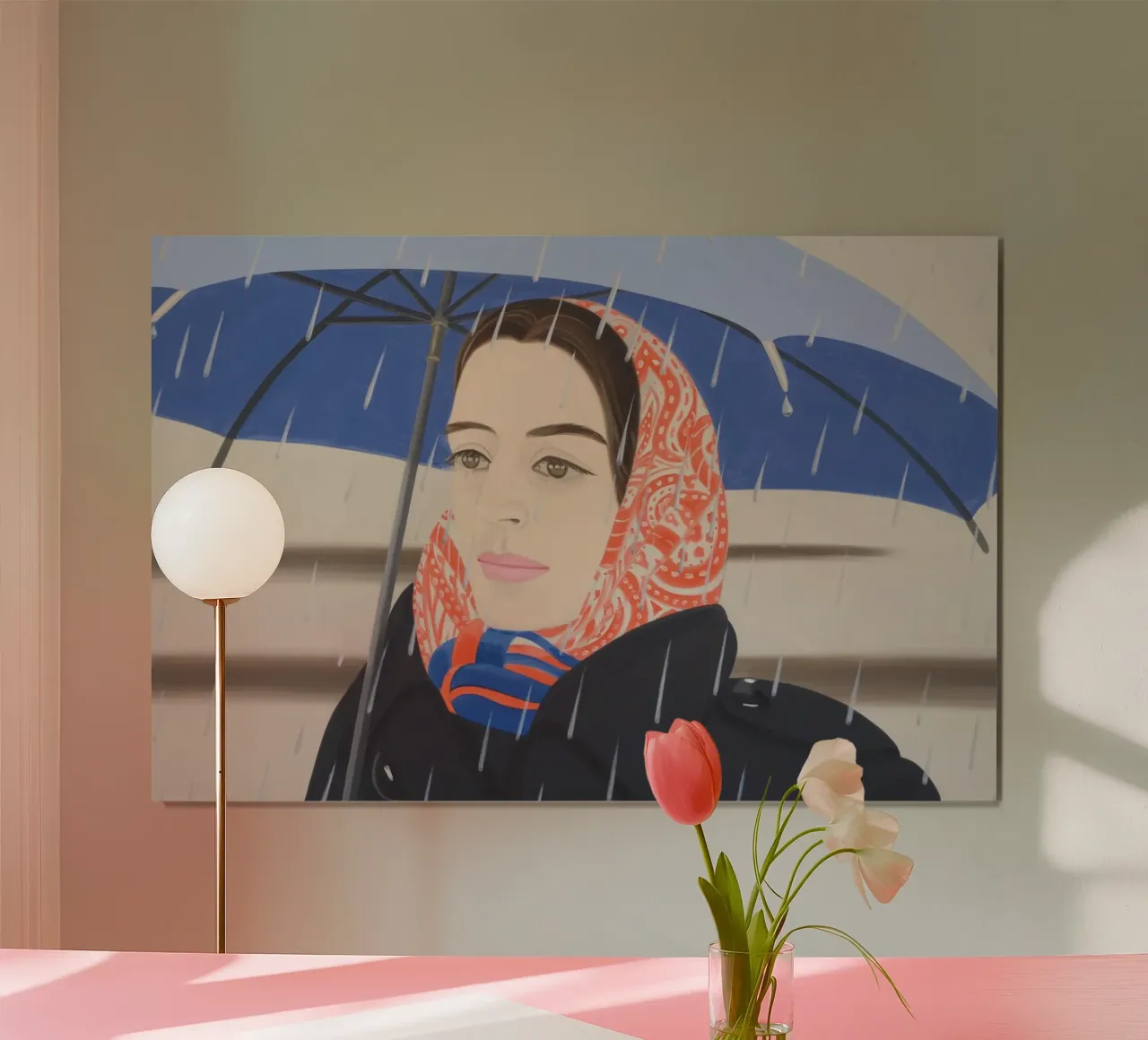 Ombrello blu Alex Katz poster con telaio in alluminio da Marcobarshop