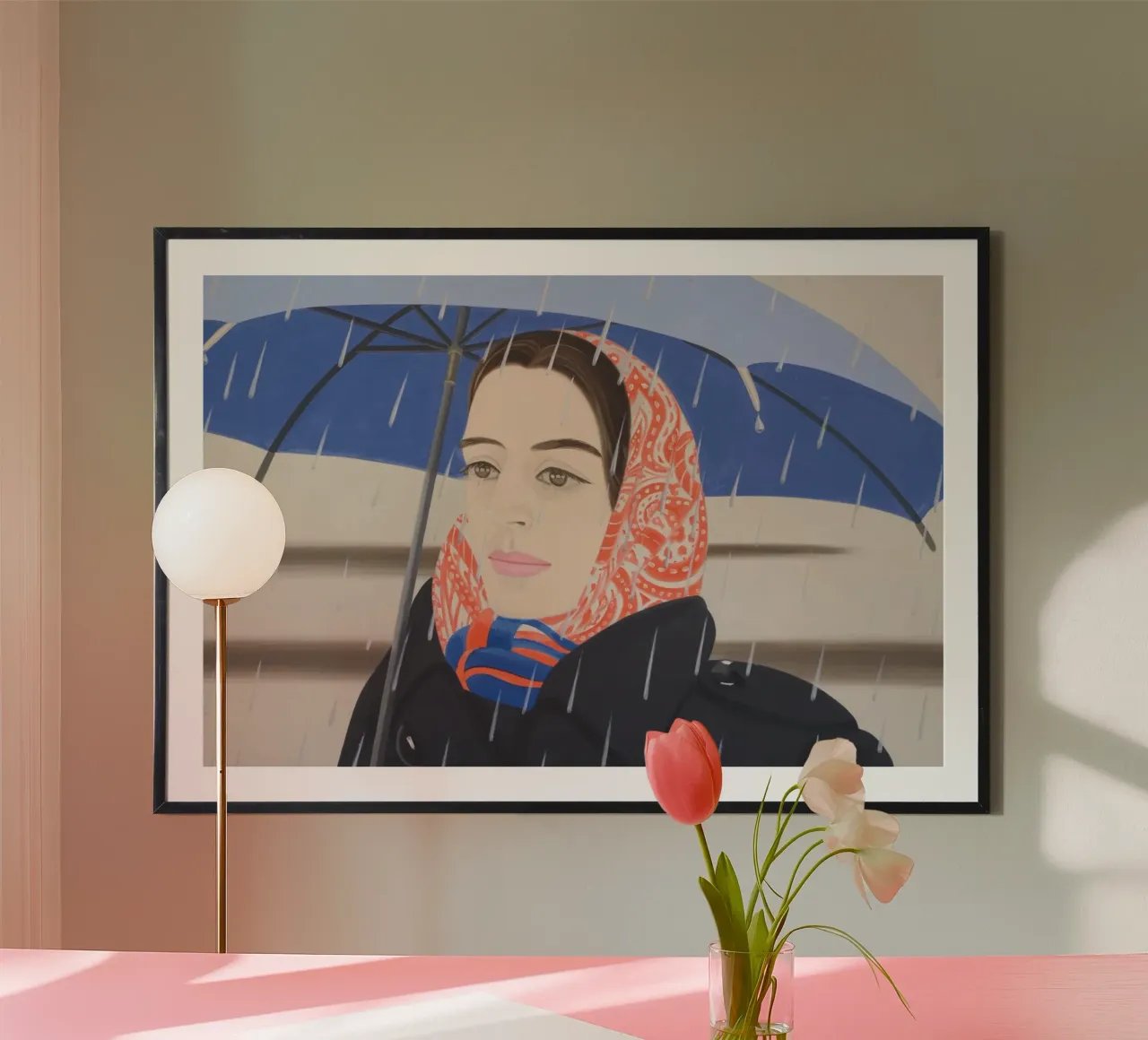 Ombrello blu Alex Katz poster con telaio in alluminio da Marcobarshop