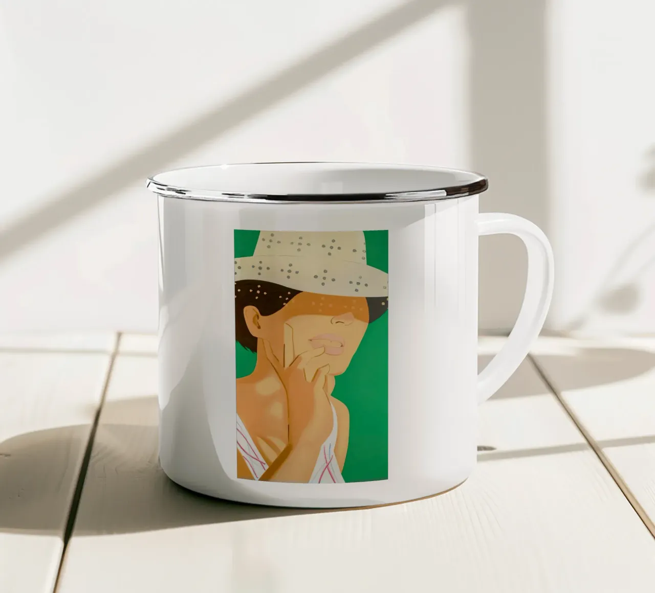 Alex Katz Cappello di paglia Vivien tazza in smalto da Marcobarshop