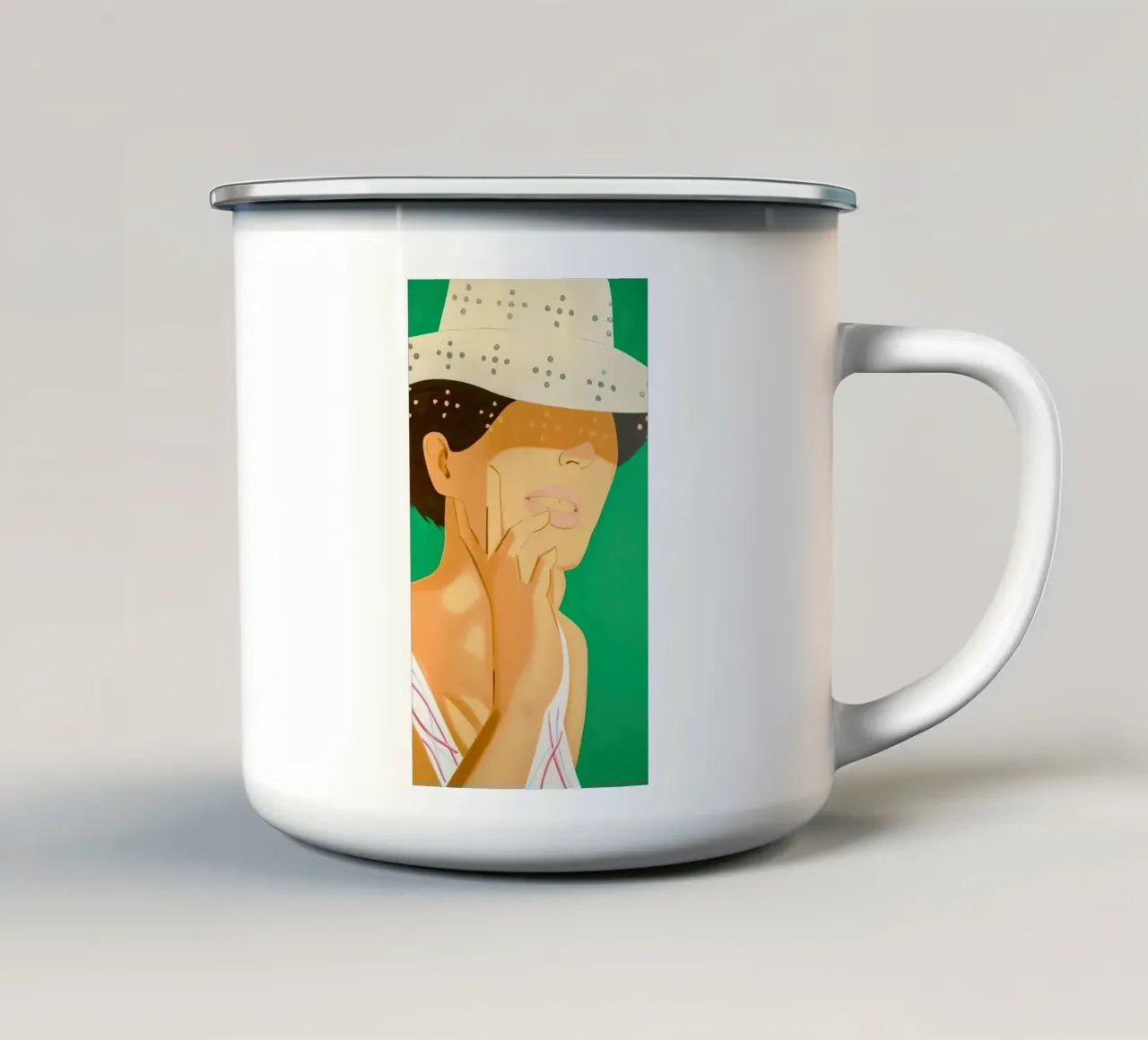 Alex Katz Cappello di paglia Vivien tazza in smalto da Marcobarshop