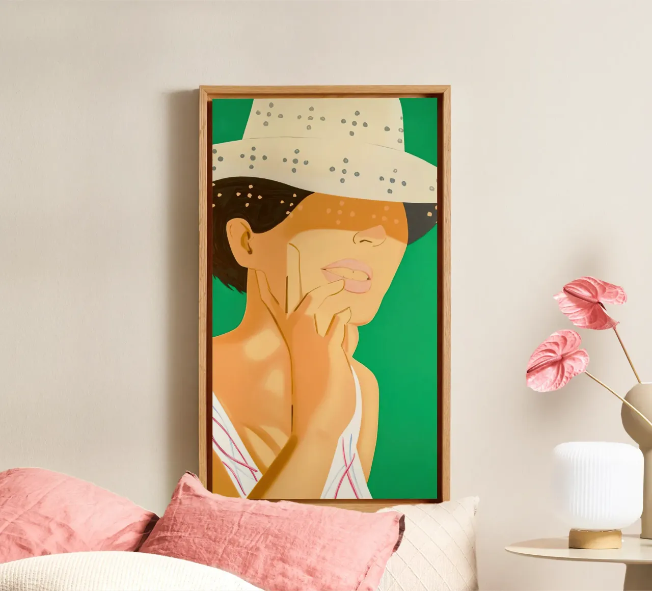 Alex Katz Strohoed Vivien canvas met Baklijst van Marcobarshop