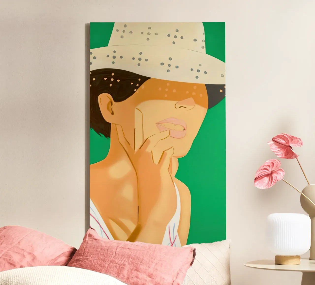 Alex Katz Strohoed Vivien canvas met Baklijst van Marcobarshop