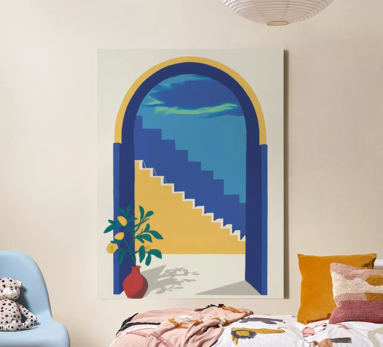 Blue Archway Stillness canvas with Floater frame by Wish Studio
