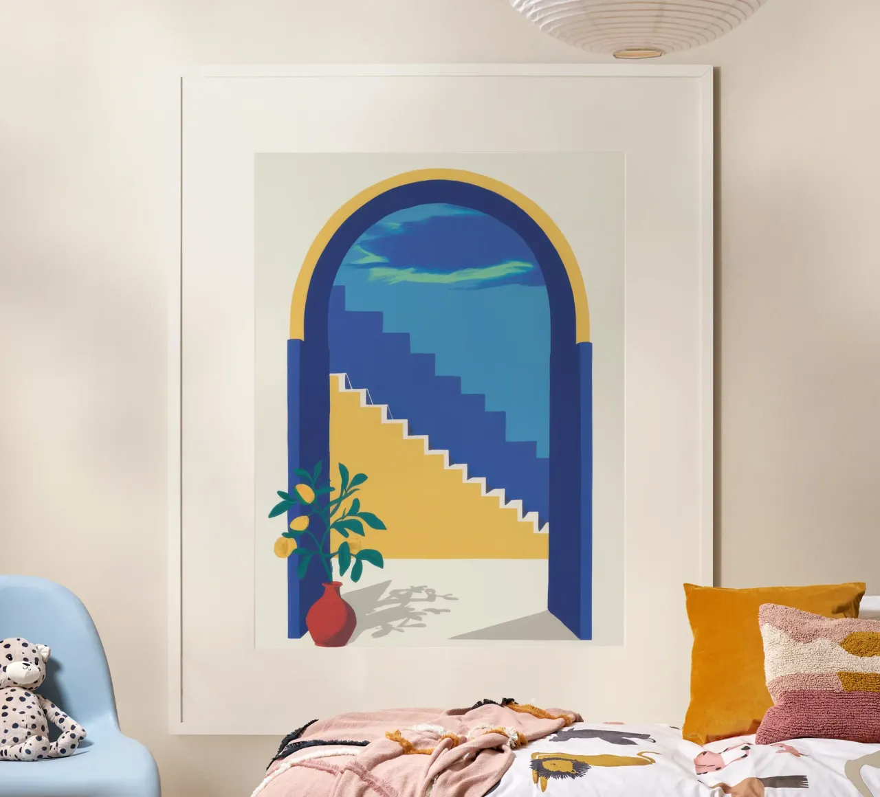 Arco blu Quiete poster con telaio in alluminio da Wish Studio