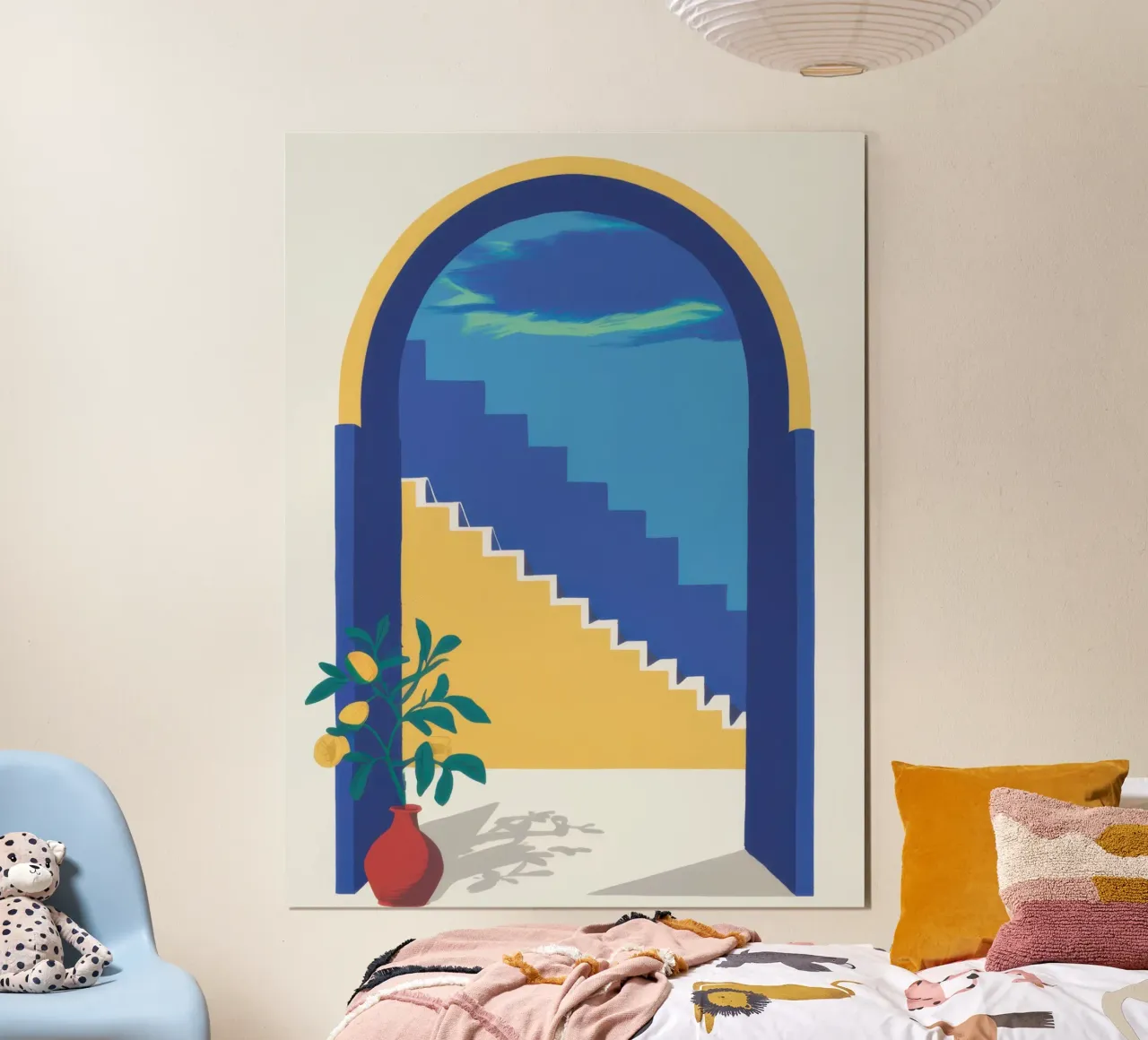 Arco blu Quiete poster con telaio in alluminio da Wish Studio