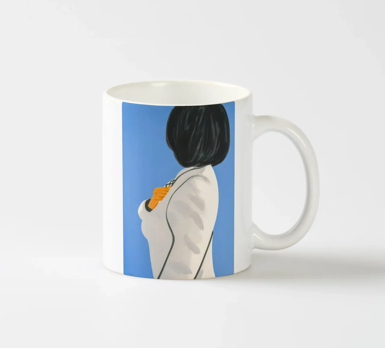 Alex Katz Vivien in cappotto bianco tazza in ceramica da Marcobarshop