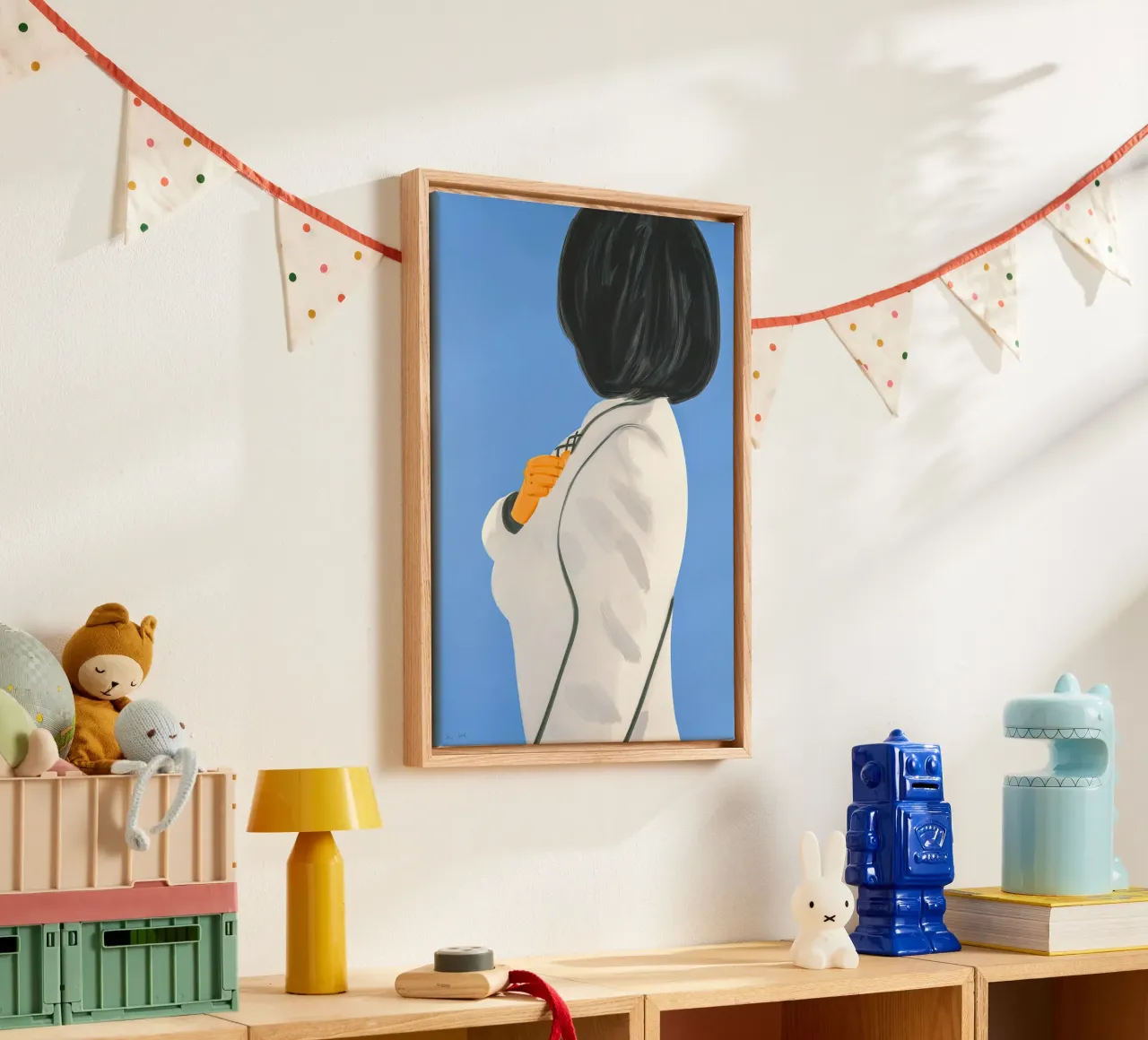 Alex Katz Vivien in White Coat canvas with Floater frame by Marcobarshop