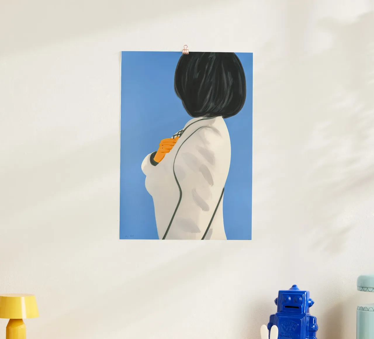 Alex Katz Vivien in cappotto bianco poster con telaio in plastica da Marcobarshop