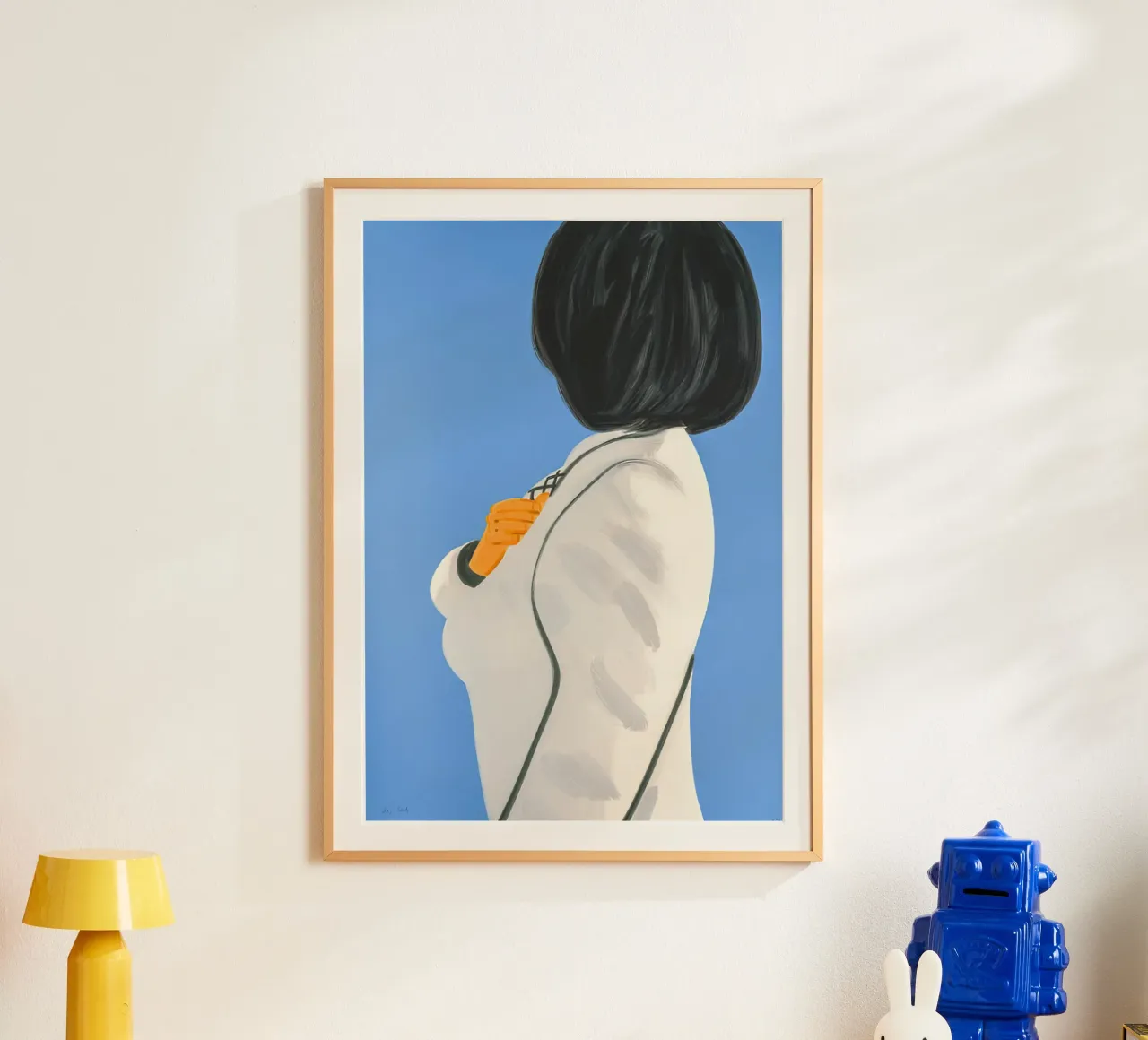 Alex Katz Vivien in cappotto bianco poster con telaio in plastica da Marcobarshop
