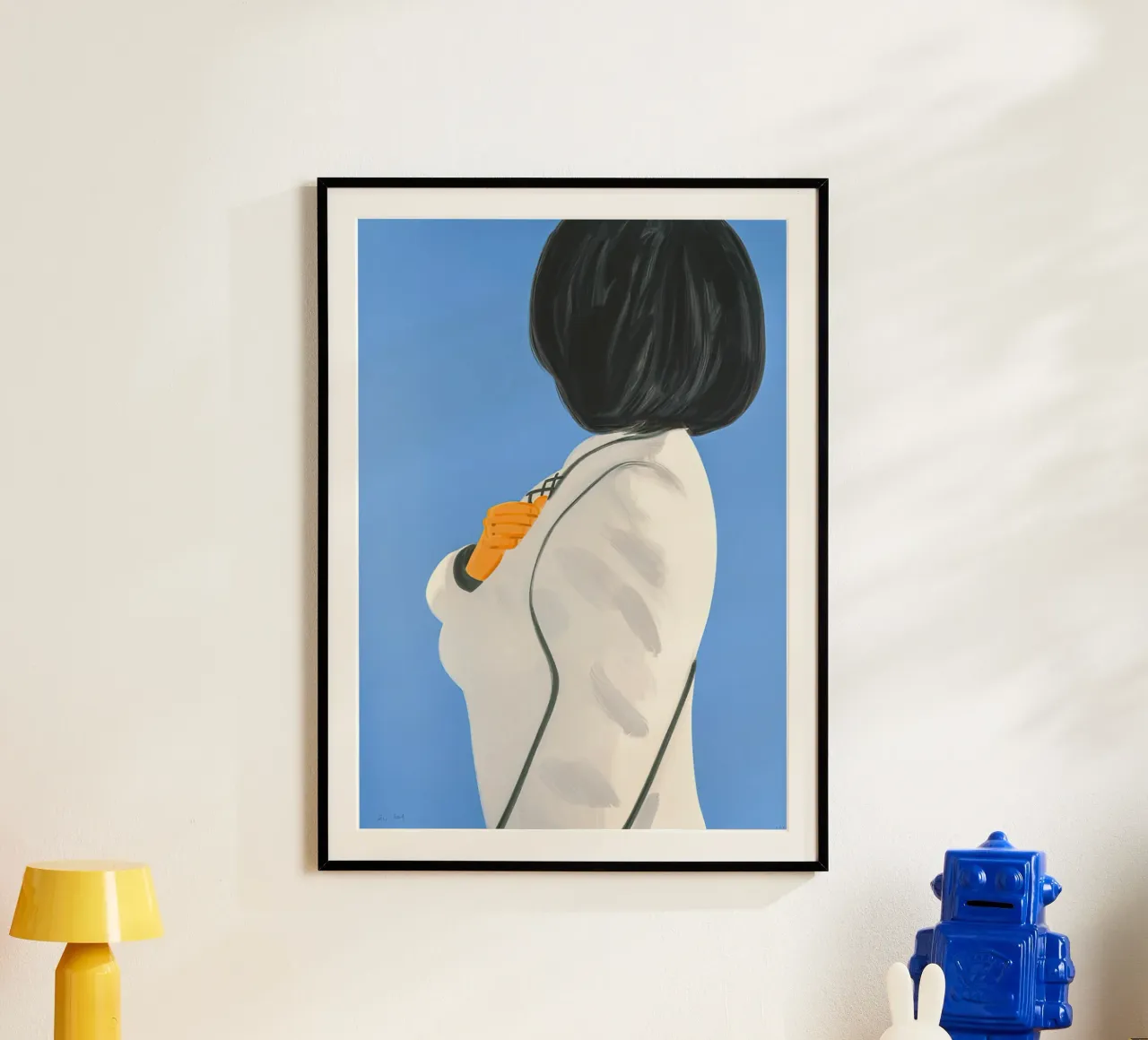 Alex Katz Vivien in cappotto bianco poster con telaio in plastica da Marcobarshop