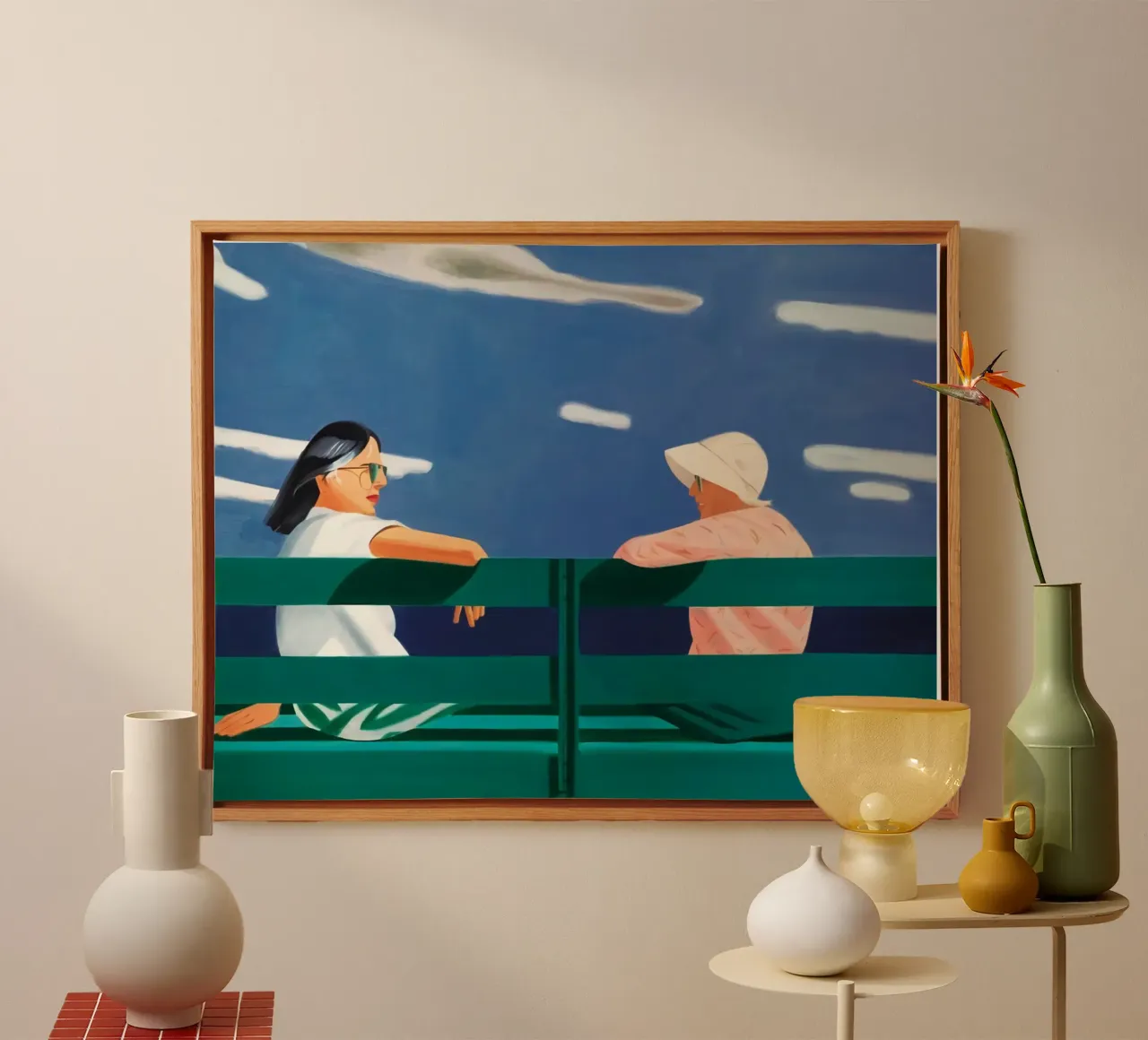Alex Katz Ada and Louise canvas with Floater frame by Marcobarshop