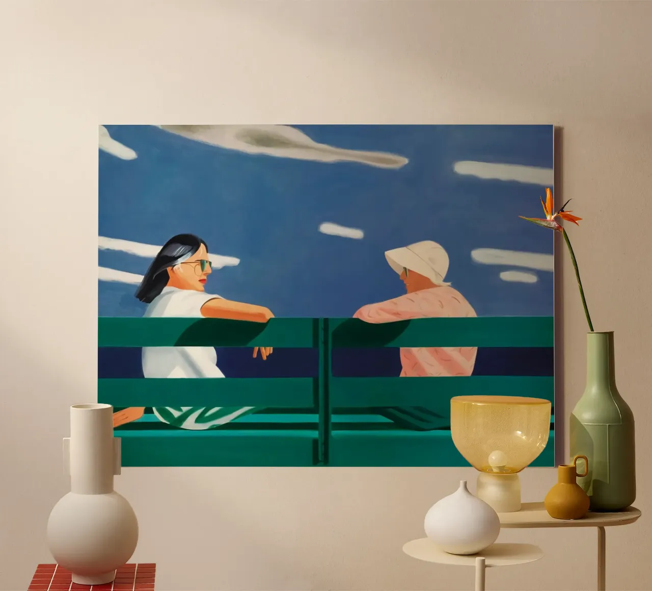 Alex Katz Ada and Louise canvas with Floater frame by Marcobarshop