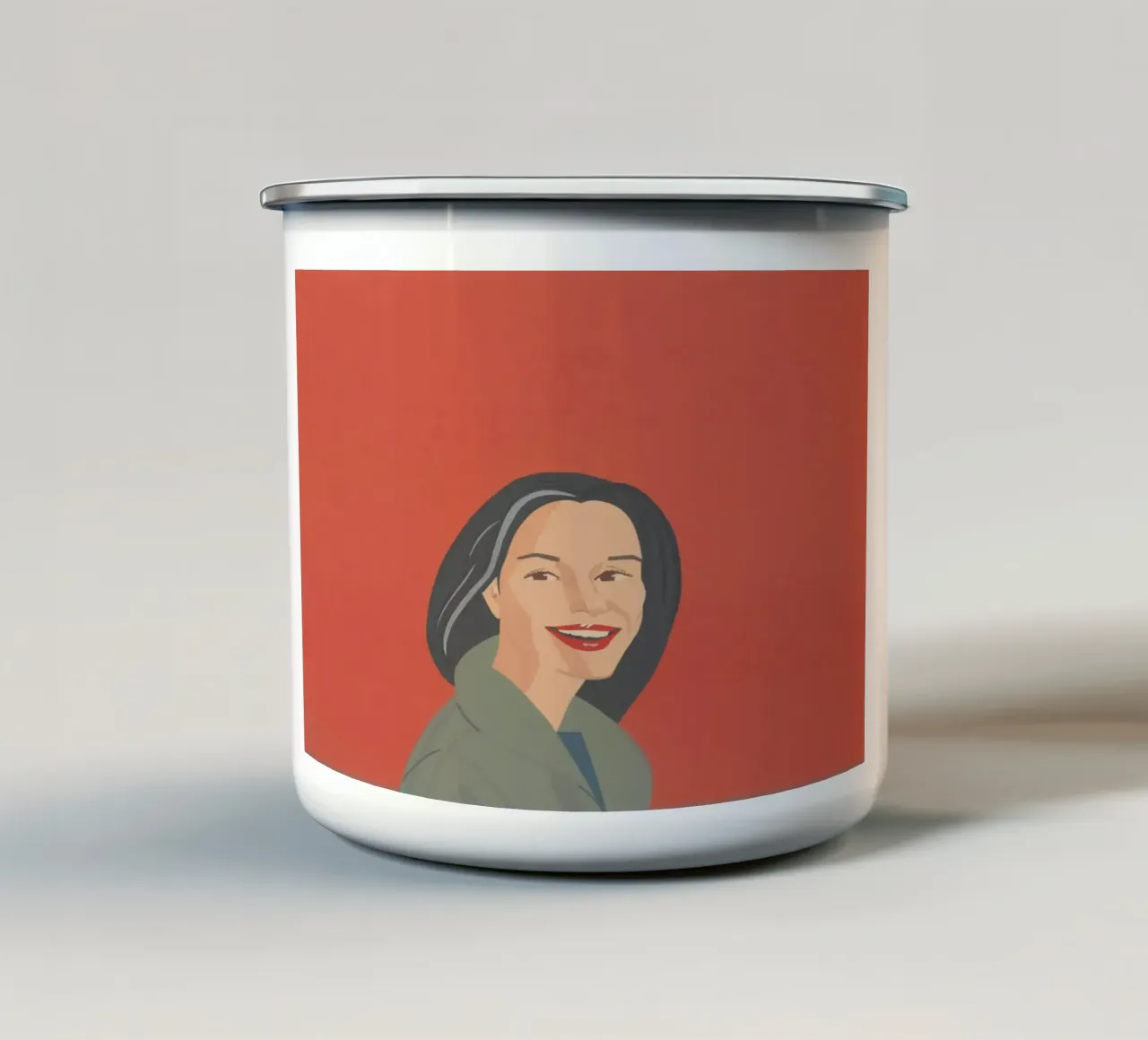 Alex Katz Grande sorriso rosso tazza in smalto da Marcobarshop