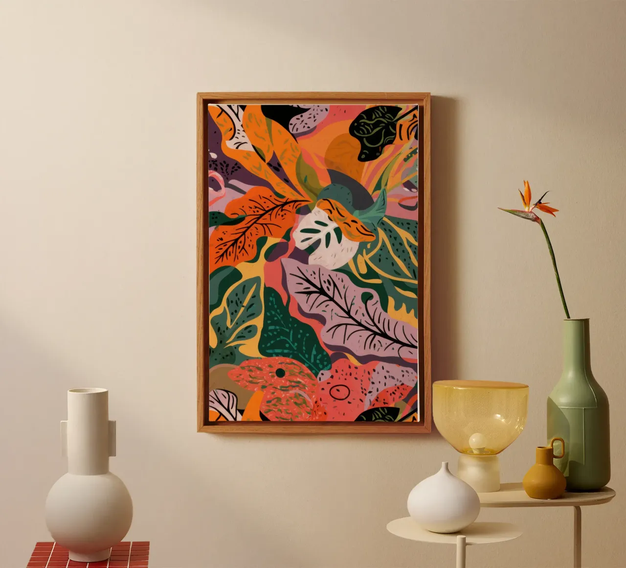 Herfstig blad wandkleed canvas met Baklijst van Wish Studio