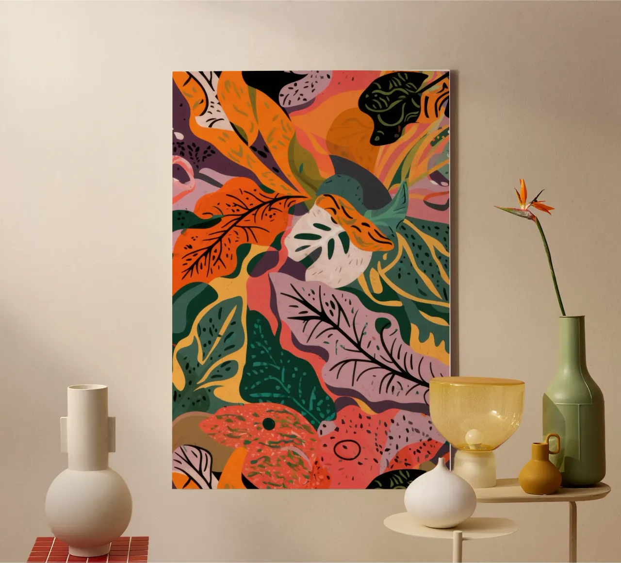 Herfstig blad wandkleed canvas met Baklijst van Wish Studio