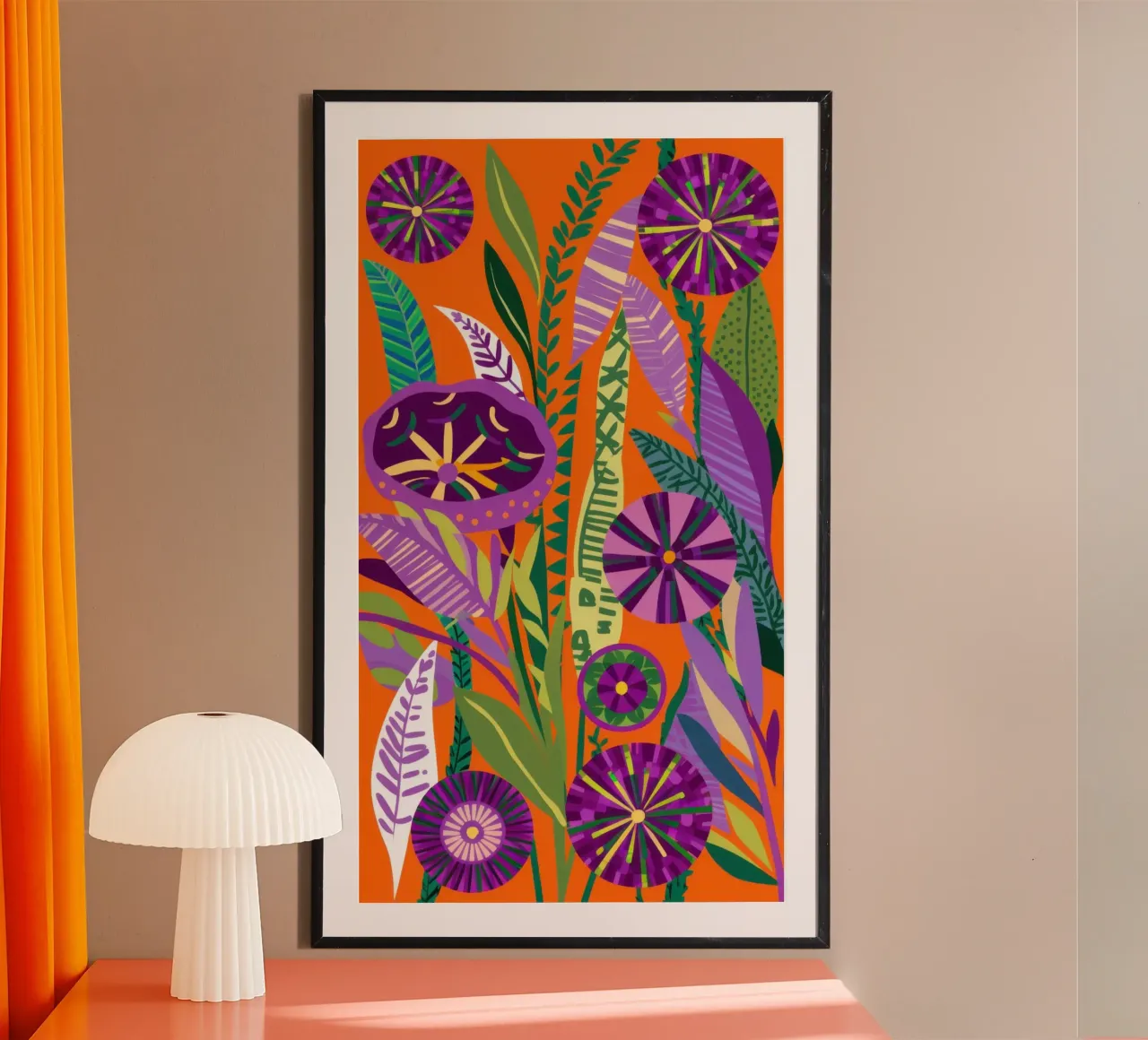 Esplosione floreale viola poster con telaio in alluminio da Echo Saber