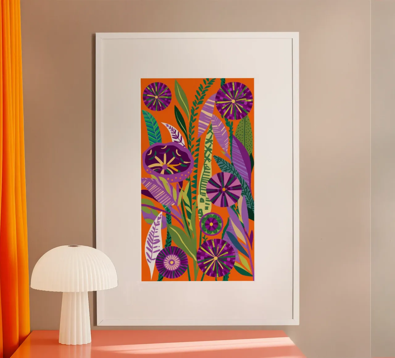 Esplosione floreale viola poster con telaio in alluminio da Echo Saber