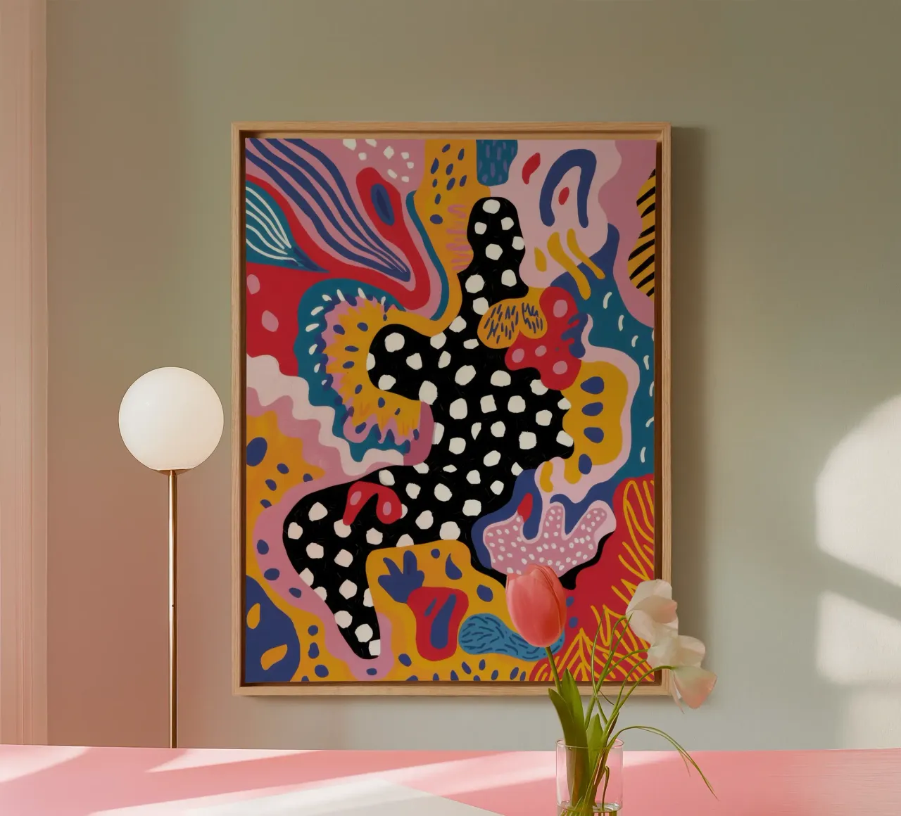 Wilde stippendans canvas met Baklijst van Heaven Craft