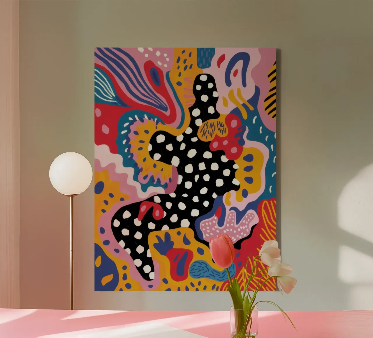 Wilde stippendans canvas met Baklijst van Heaven Craft