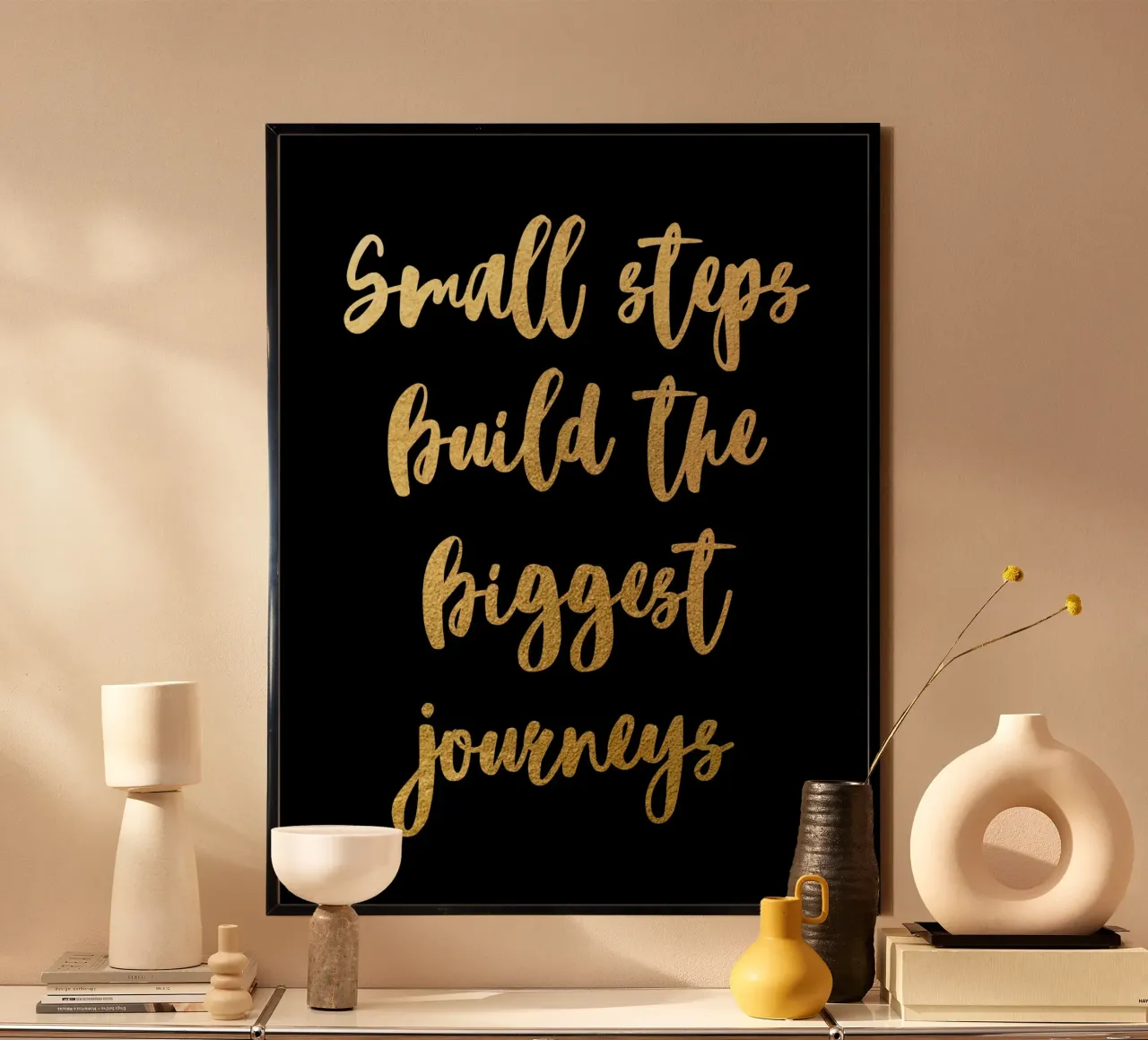 Small steps poster con telaio in alluminio da PinkCandyWalls
