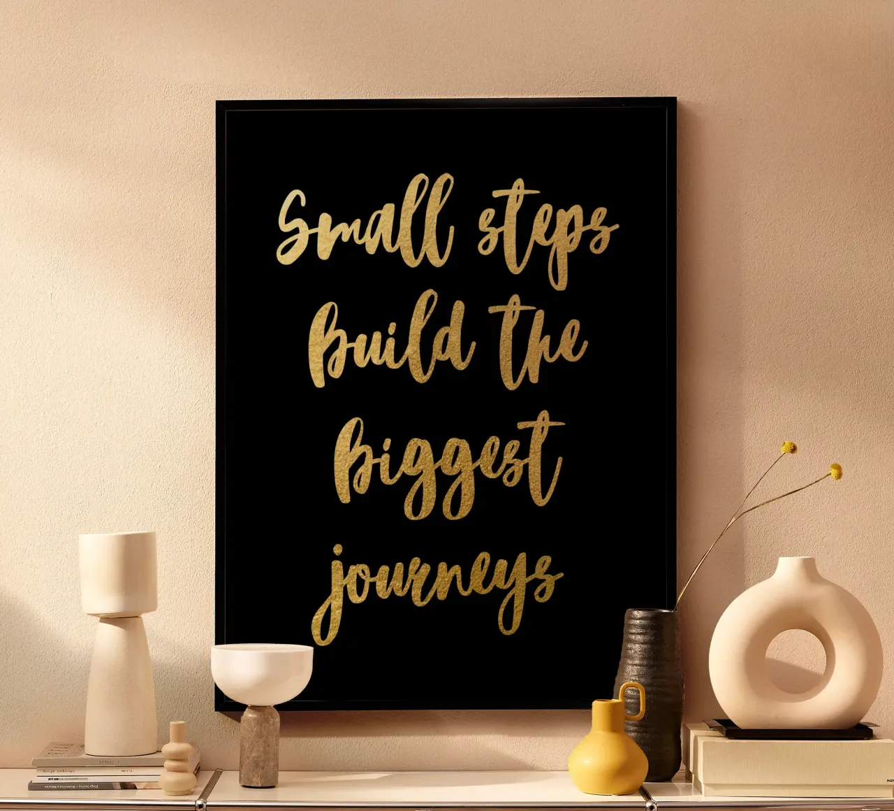 Small steps poster con telaio in alluminio da PinkCandyWalls